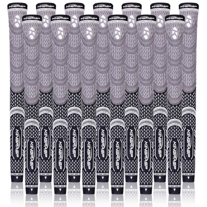 KINGRASP Multi Compound Golf Grips,Golf club grips midsize standard Size,13 Grips Set,6 Colors Optional,Anti-Slip High Stability,All Weather Cord Rubber Golf Club Grips(Gray/black, standard ) - Image 1